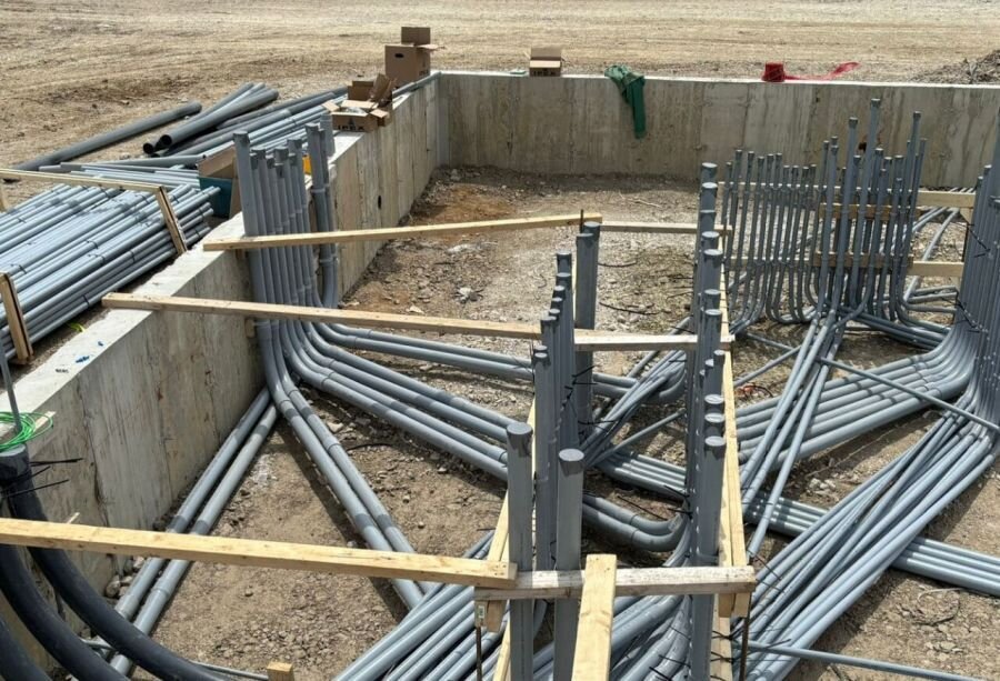 Underground electrical conduits for grain system installation